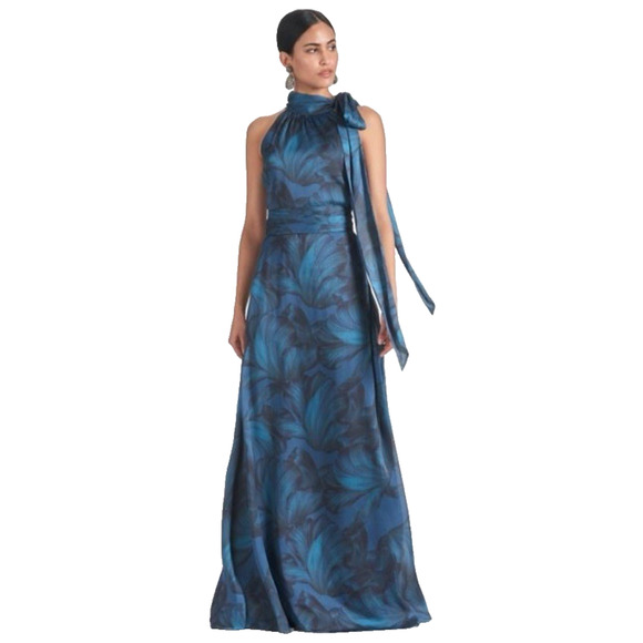 Sachin & Babi Tonal Petal Floral Print Kayla Halter Gown Size 8 Evening $285 NEW - Picture 1 of 16